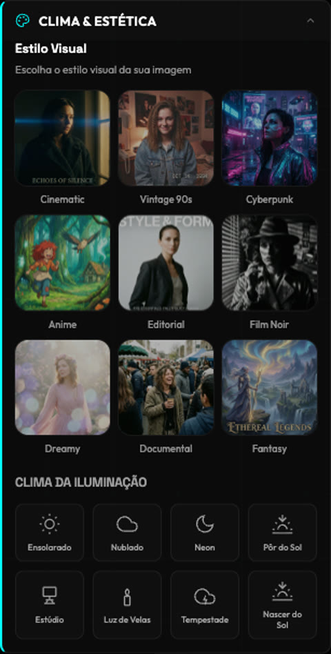 Estilo visual e clima da cena