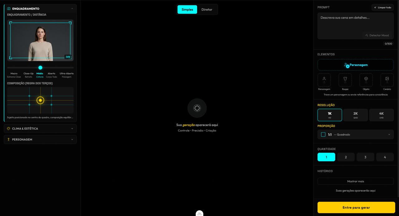 Interface do estúdio Cine Control da KAIROGEN